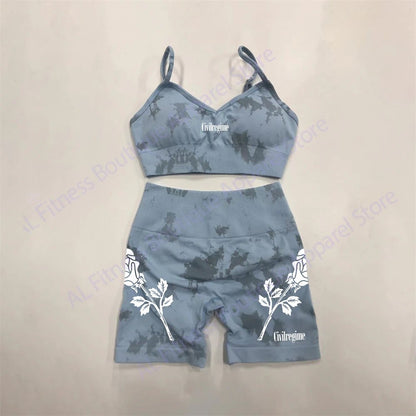 Civil Gym Bodybuilding Fitness Women's Tracksuit Sports Outfit Sportwear Woman Yoga Clothing Darc Workout 2 Piece Yoga Sets - Saint Parsons