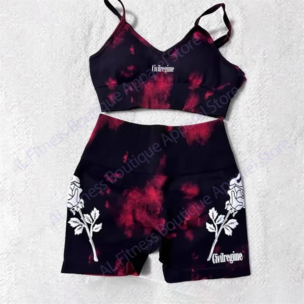 Civil Gym Bodybuilding Fitness Women's Tracksuit Sports Outfit Sportwear Woman Yoga Clothing Darc Workout 2 Piece Yoga Sets - Saint Parsons