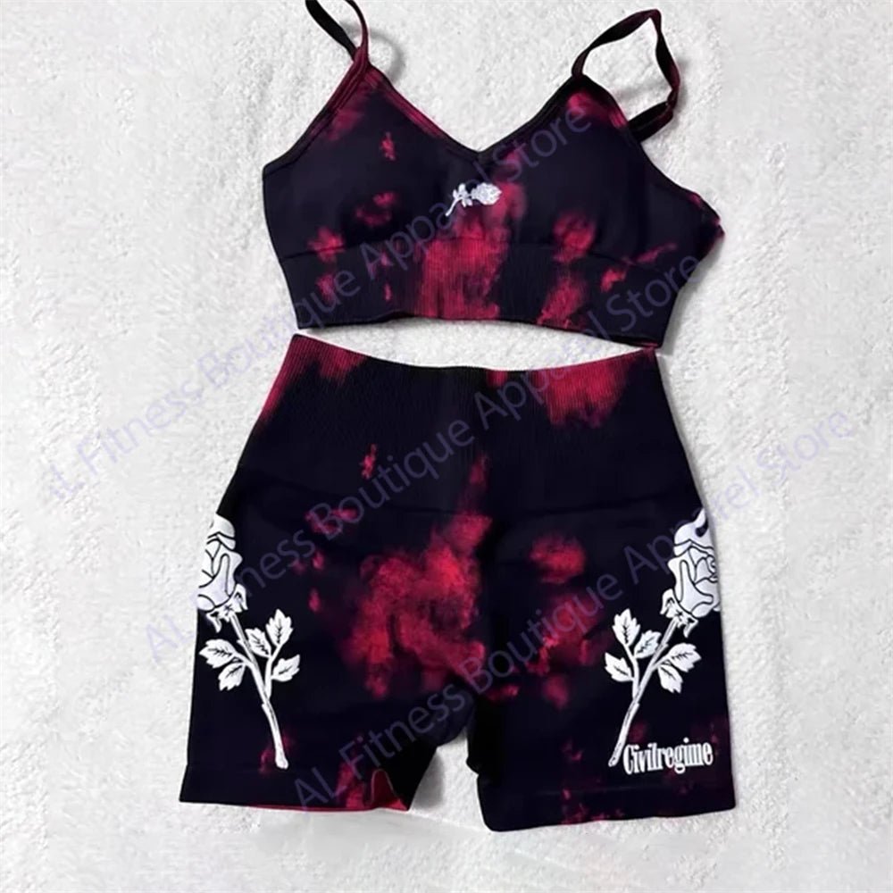 Civil Gym Bodybuilding Fitness Women's Tracksuit Sports Outfit Sportwear Woman Yoga Clothing Darc Workout 2 Piece Yoga Sets - Saint Parsons