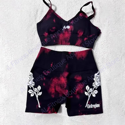 Civil Gym Bodybuilding Fitness Women's Tracksuit Sports Outfit Sportwear Woman Yoga Clothing Darc Workout 2 Piece Yoga Sets - Saint Parsons