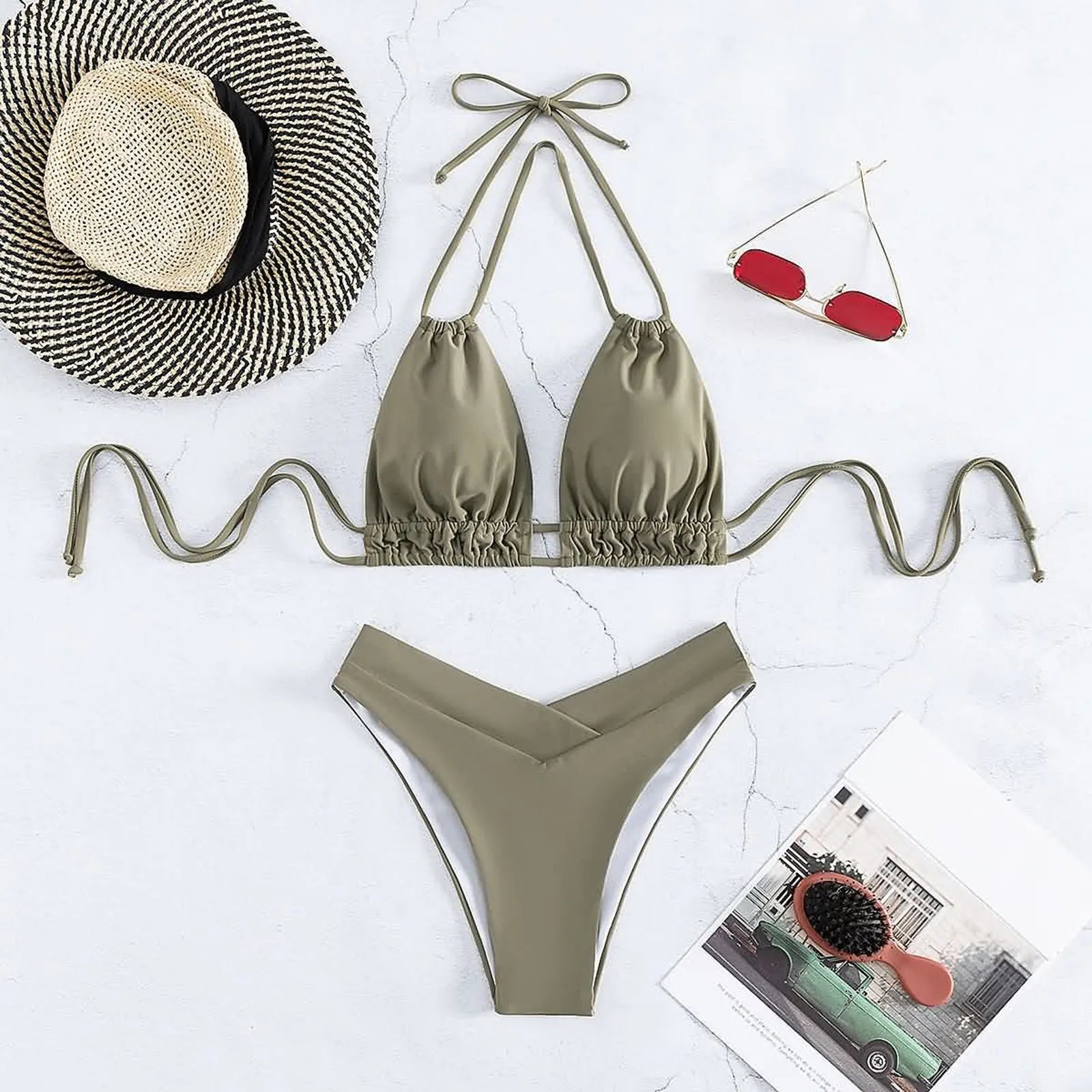 Rio V - Neck Wide Strap Bikini Set - Saint Parsons