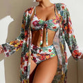 Bella Floral Three Piece High Waist Bikini Set