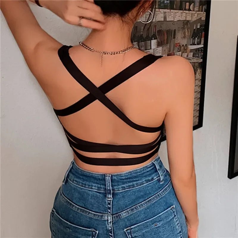 Sexy Women Vest Crop Top Sleeveless Vests Beach Women Sports Vest Tops Camisole Party Backless Suspenders Straps Underdress - Saint Parsons