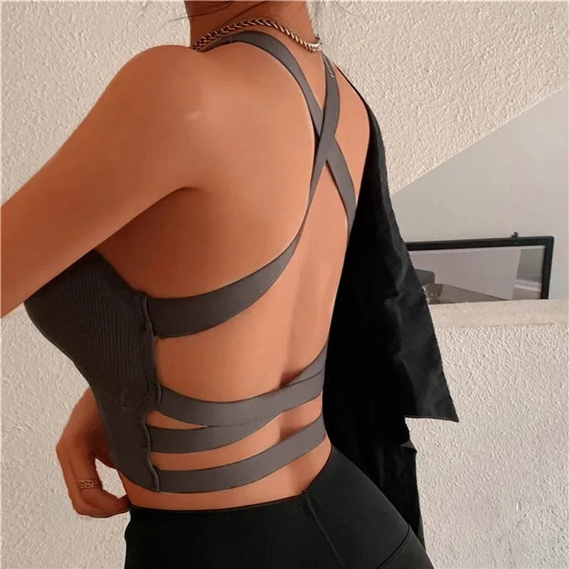 Sexy Women Vest Crop Top Sleeveless Vests Beach Women Sports Vest Tops Camisole Party Backless Suspenders Straps Underdress - Saint Parsons