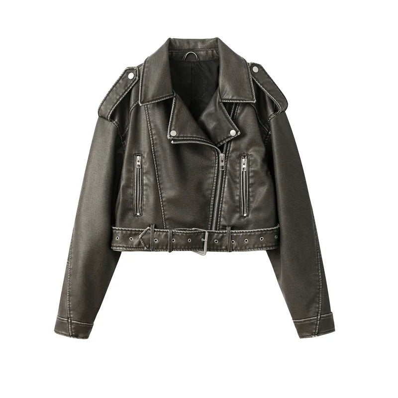 Sienna Vintage Leather Belted Jacket