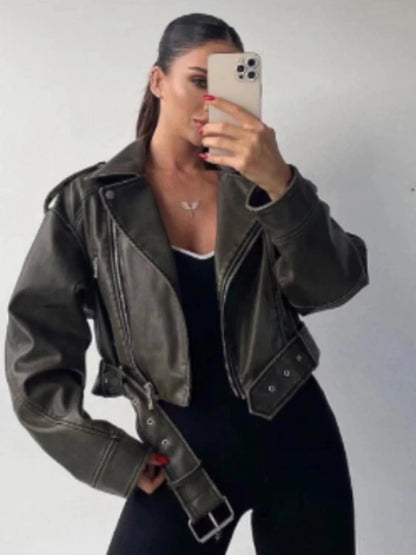 Sienna Vintage Leather Belted Jacket - Saint Parsons